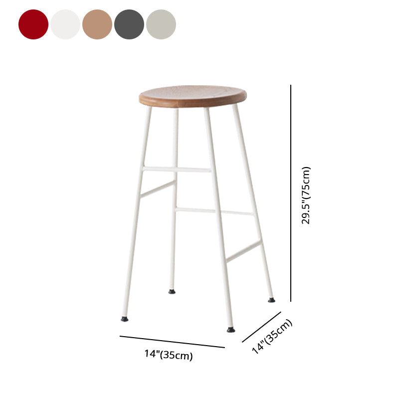 Round Modern Counter Bar Stool Armless Indoor Bar Stool with Footrest and Steel Base Clearhalo 'Bar Furniture' 'Bar Stools' 'bar_stools' 'furn' 'furn_bar_stools' 'furniture_bar_stools' 'Kitchen & Dining Furniture' 'kitchen&dining_furn' 'kitchen' 'kitchen_furn' Furniture' 4184407