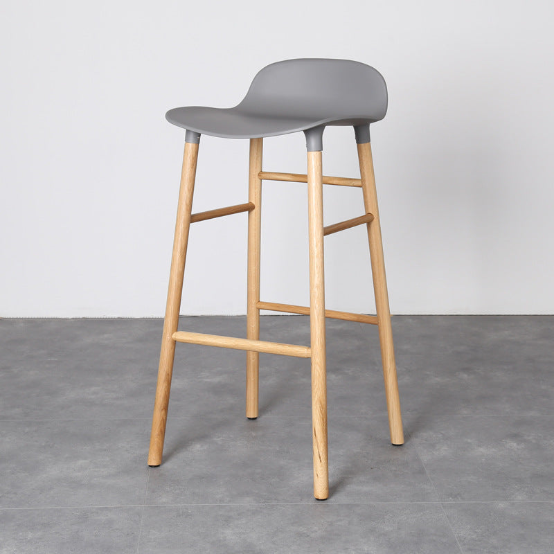 Modern Counter Bar Stool Armless Plastic Indoor Bar Stool with Footrest and Wood Base Clearhalo 'Bar Furniture' 'Bar Stools' 'bar_stools' 'furn' 'furn_bar_stools' 'furniture_bar_stools' 'Kitchen & Dining Furniture' 'kitchen&dining_furn' 'kitchen' 'kitchen_furn' Furniture' 4184408