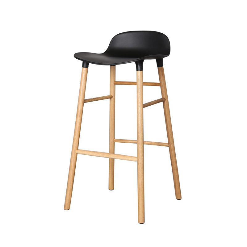 Modern Counter Bar Stool Armless Plastic Indoor Bar Stool with Footrest and Wood Base Black 1 Piece Clearhalo 'Bar Furniture' 'Bar Stools' 'bar_stools' 'furn' 'furn_bar_stools' 'furniture_bar_stools' 'Kitchen & Dining Furniture' 'kitchen&dining_furn' 'kitchen' 'kitchen_furn' Furniture' 4184409