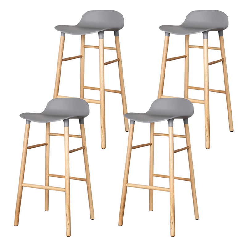 Modern Counter Bar Stool Armless Plastic Indoor Bar Stool with Footrest and Wood Base Grey 4 Piece Set Clearhalo 'Bar Furniture' 'Bar Stools' 'bar_stools' 'furn' 'furn_bar_stools' 'furniture_bar_stools' 'Kitchen & Dining Furniture' 'kitchen&dining_furn' 'kitchen' 'kitchen_furn' Furniture' 4184412