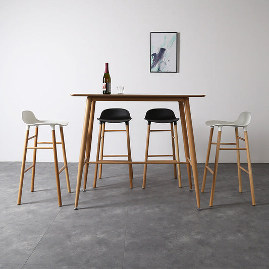 Modern Counter Bar Stool Armless Plastic Indoor Bar Stool with Footrest and Wood Base Clearhalo 'Bar Furniture' 'Bar Stools' 'bar_stools' 'furn' 'furn_bar_stools' 'furniture_bar_stools' 'Kitchen & Dining Furniture' 'kitchen&dining_furn' 'kitchen' 'kitchen_furn' Furniture' 4184413