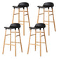 Modern Counter Bar Stool Armless Plastic Indoor Bar Stool with Footrest and Wood Base Black 4 Piece Set Clearhalo 'Bar Furniture' 'Bar Stools' 'bar_stools' 'furn' 'furn_bar_stools' 'furniture_bar_stools' 'Kitchen & Dining Furniture' 'kitchen&dining_furn' 'kitchen' 'kitchen_furn' Furniture' 4184414