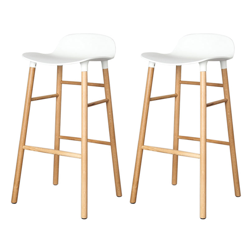 Modern Counter Bar Stool Armless Plastic Indoor Bar Stool with Footrest and Wood Base White 2 Piece Set Clearhalo 'Bar Furniture' 'Bar Stools' 'bar_stools' 'furn' 'furn_bar_stools' 'furniture_bar_stools' 'Kitchen & Dining Furniture' 'kitchen&dining_furn' 'kitchen' 'kitchen_furn' Furniture' 4184416