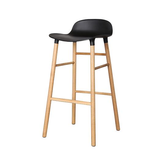 Modern Counter Bar Stool Armless Plastic Indoor Bar Stool with Footrest and Wood Base Clearhalo 'Bar Furniture' 'Bar Stools' 'bar_stools' 'furn' 'furn_bar_stools' 'furniture_bar_stools' 'Kitchen & Dining Furniture' 'kitchen&dining_furn' 'kitchen' 'kitchen_furn' Furniture' 4184417