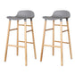 Modern Counter Bar Stool Armless Plastic Indoor Bar Stool with Footrest and Wood Base Grey 2 Piece Set Clearhalo 'Bar Furniture' 'Bar Stools' 'bar_stools' 'furn' 'furn_bar_stools' 'furniture_bar_stools' 'Kitchen & Dining Furniture' 'kitchen&dining_furn' 'kitchen' 'kitchen_furn' Furniture' 4184418