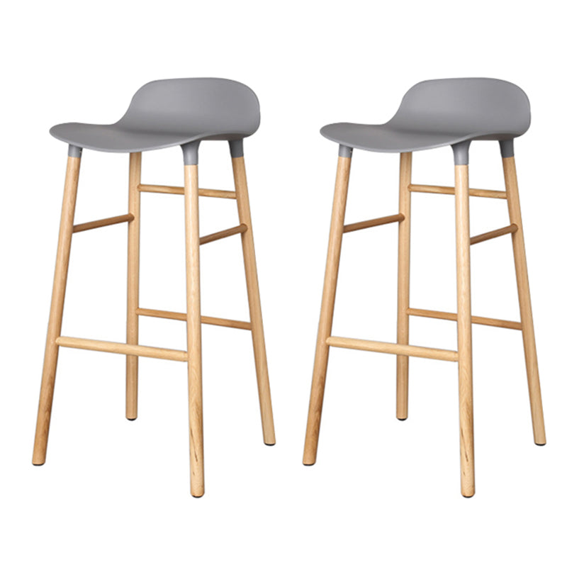 Modern Counter Bar Stool Armless Plastic Indoor Bar Stool with Footrest and Wood Base Grey 2 Piece Set Clearhalo 'Bar Furniture' 'Bar Stools' 'bar_stools' 'furn' 'furn_bar_stools' 'furniture_bar_stools' 'Kitchen & Dining Furniture' 'kitchen&dining_furn' 'kitchen' 'kitchen_furn' Furniture' 4184418