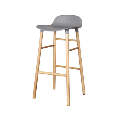 Modern Counter Bar Stool Armless Plastic Indoor Bar Stool with Footrest and Wood Base Grey 1 Piece Clearhalo 'Bar Furniture' 'Bar Stools' 'bar_stools' 'furn' 'furn_bar_stools' 'furniture_bar_stools' 'Kitchen & Dining Furniture' 'kitchen&dining_furn' 'kitchen' 'kitchen_furn' Furniture' 4184421