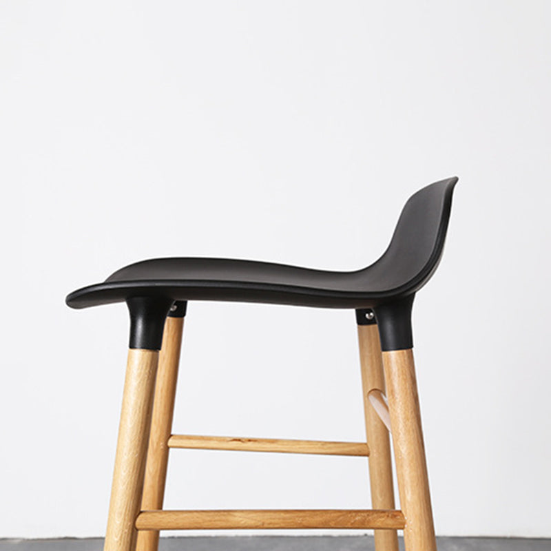 Modern Counter Bar Stool Armless Plastic Indoor Bar Stool with Footrest and Wood Base Clearhalo 'Bar Furniture' 'Bar Stools' 'bar_stools' 'furn' 'furn_bar_stools' 'furniture_bar_stools' 'Kitchen & Dining Furniture' 'kitchen&dining_furn' 'kitchen' 'kitchen_furn' Furniture' 4184422