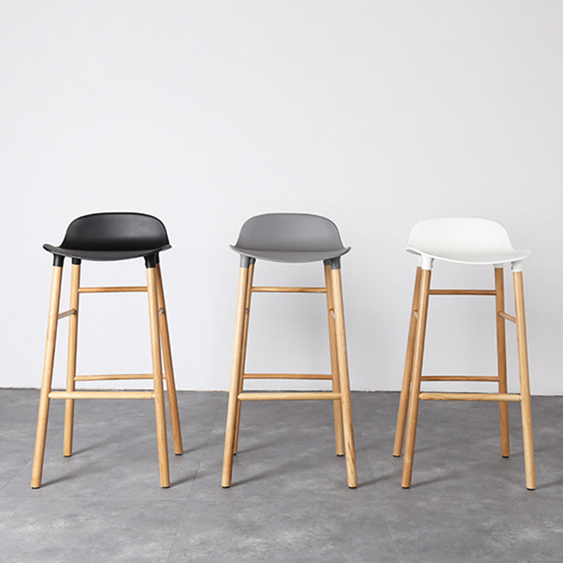 Modern Counter Bar Stool Armless Plastic Indoor Bar Stool with Footrest and Wood Base Clearhalo 'Bar Furniture' 'Bar Stools' 'bar_stools' 'furn' 'furn_bar_stools' 'furniture_bar_stools' 'Kitchen & Dining Furniture' 'kitchen&dining_furn' 'kitchen' 'kitchen_furn' Furniture' 4184424