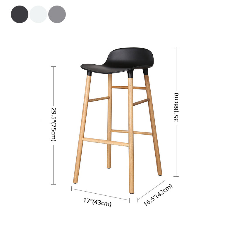 Modern Counter Bar Stool Armless Plastic Indoor Bar Stool with Footrest and Wood Base Clearhalo 'Bar Furniture' 'Bar Stools' 'bar_stools' 'furn' 'furn_bar_stools' 'furniture_bar_stools' 'Kitchen & Dining Furniture' 'kitchen&dining_furn' 'kitchen' 'kitchen_furn' Furniture' 4184425