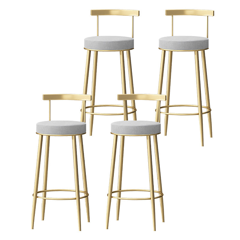 Glam Backrest Armless Counter Stool Iron Household Bar Stool with Cushion Gray 4 Piece Set Clearhalo 'Bar Furniture' 'Bar Stools' 'bar_stools' 'furn' 'furn_bar_stools' 'furniture_bar_stools' 'Kitchen & Dining Furniture' 'kitchen&dining_furn' 'kitchen' 'kitchen_furn' Furniture' 4184427