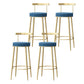 Glam Backrest Armless Counter Stool Iron Household Bar Stool with Cushion Blue 4 Piece Set Clearhalo 'Bar Furniture' 'Bar Stools' 'bar_stools' 'furn' 'furn_bar_stools' 'furniture_bar_stools' 'Kitchen & Dining Furniture' 'kitchen&dining_furn' 'kitchen' 'kitchen_furn' Furniture' 4184428