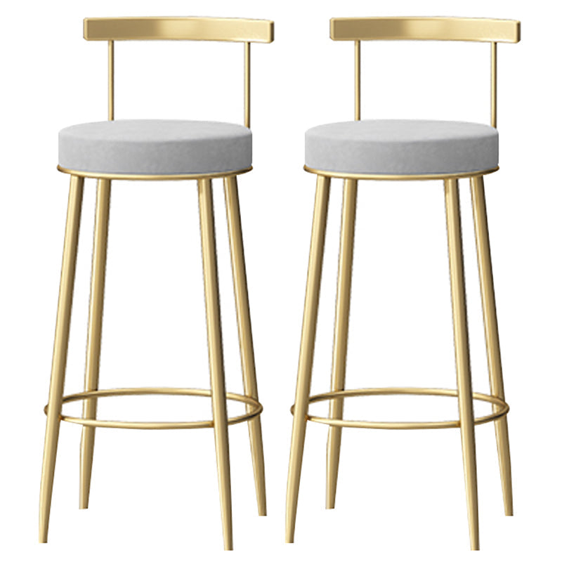 Glam Backrest Armless Counter Stool Iron Household Bar Stool with Cushion Gray 2 Piece Set Clearhalo 'Bar Furniture' 'Bar Stools' 'bar_stools' 'furn' 'furn_bar_stools' 'furniture_bar_stools' 'Kitchen & Dining Furniture' 'kitchen&dining_furn' 'kitchen' 'kitchen_furn' Furniture' 4184432