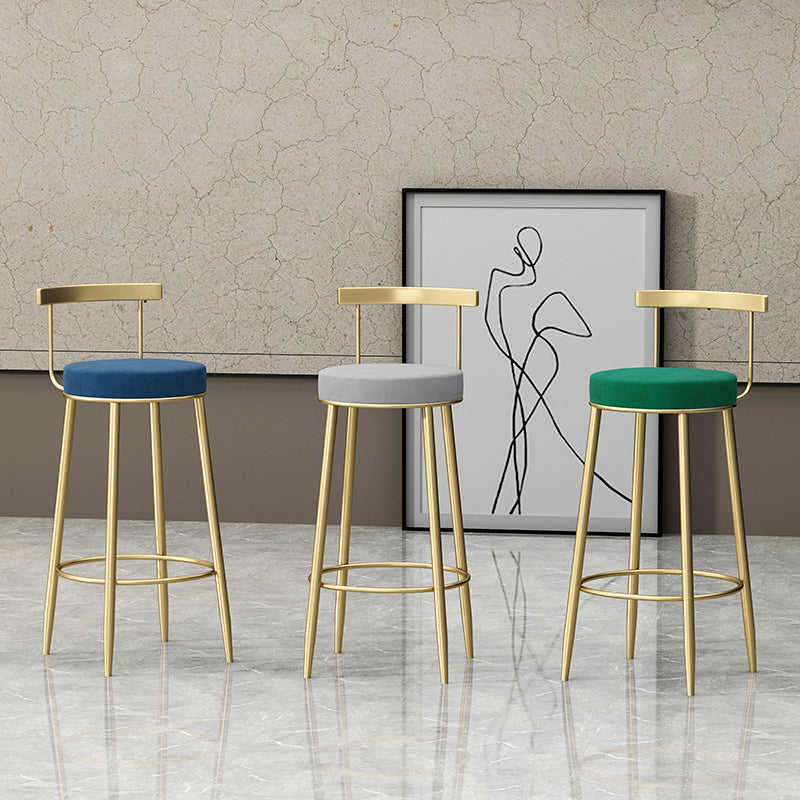Glam Backrest Armless Counter Stool Iron Household Bar Stool with Cushion Clearhalo 'Bar Furniture' 'Bar Stools' 'bar_stools' 'furn' 'furn_bar_stools' 'furniture_bar_stools' 'Kitchen & Dining Furniture' 'kitchen&dining_furn' 'kitchen' 'kitchen_furn' Furniture' 4184433