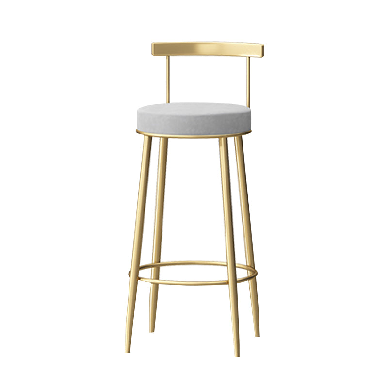 Glam Backrest Armless Counter Stool Iron Household Bar Stool with Cushion Gray 1 Piece Clearhalo 'Bar Furniture' 'Bar Stools' 'bar_stools' 'furn' 'furn_bar_stools' 'furniture_bar_stools' 'Kitchen & Dining Furniture' 'kitchen&dining_furn' 'kitchen' 'kitchen_furn' Furniture' 4184434