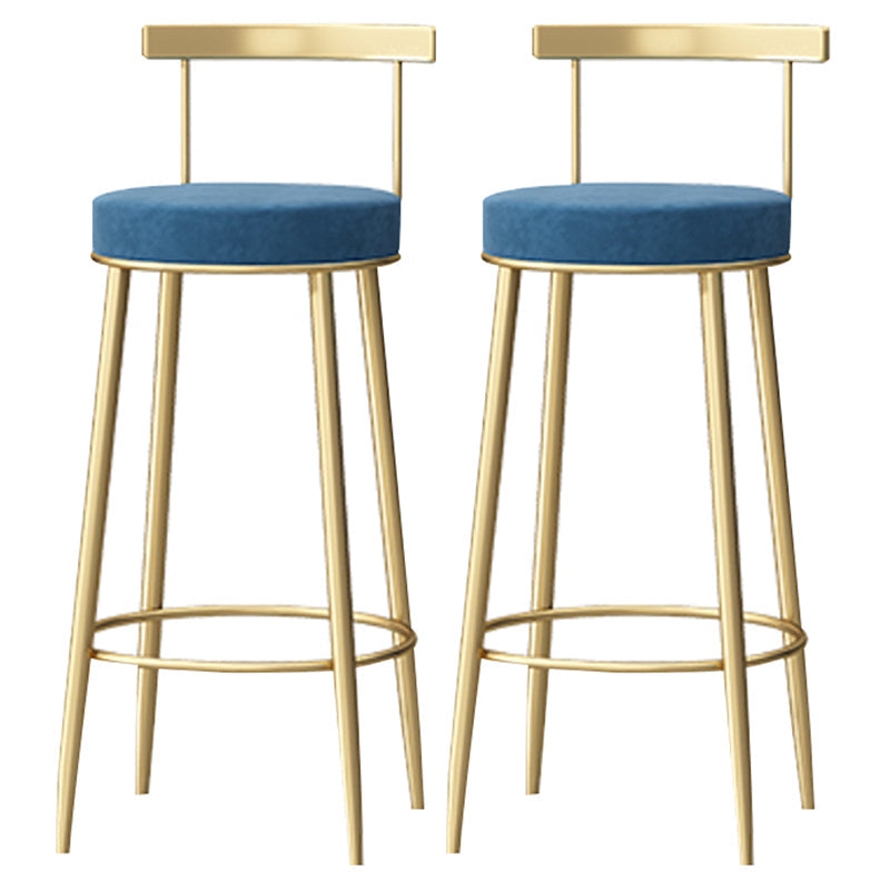 Glam Backrest Armless Counter Stool Iron Household Bar Stool with Cushion Blue 2 Piece Set Clearhalo 'Bar Furniture' 'Bar Stools' 'bar_stools' 'furn' 'furn_bar_stools' 'furniture_bar_stools' 'Kitchen & Dining Furniture' 'kitchen&dining_furn' 'kitchen' 'kitchen_furn' Furniture' 4184435