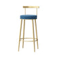 Glam Backrest Armless Counter Stool Iron Household Bar Stool with Cushion Blue 1 Piece Clearhalo 'Bar Furniture' 'Bar Stools' 'bar_stools' 'furn' 'furn_bar_stools' 'furniture_bar_stools' 'Kitchen & Dining Furniture' 'kitchen&dining_furn' 'kitchen' 'kitchen_furn' Furniture' 4184436