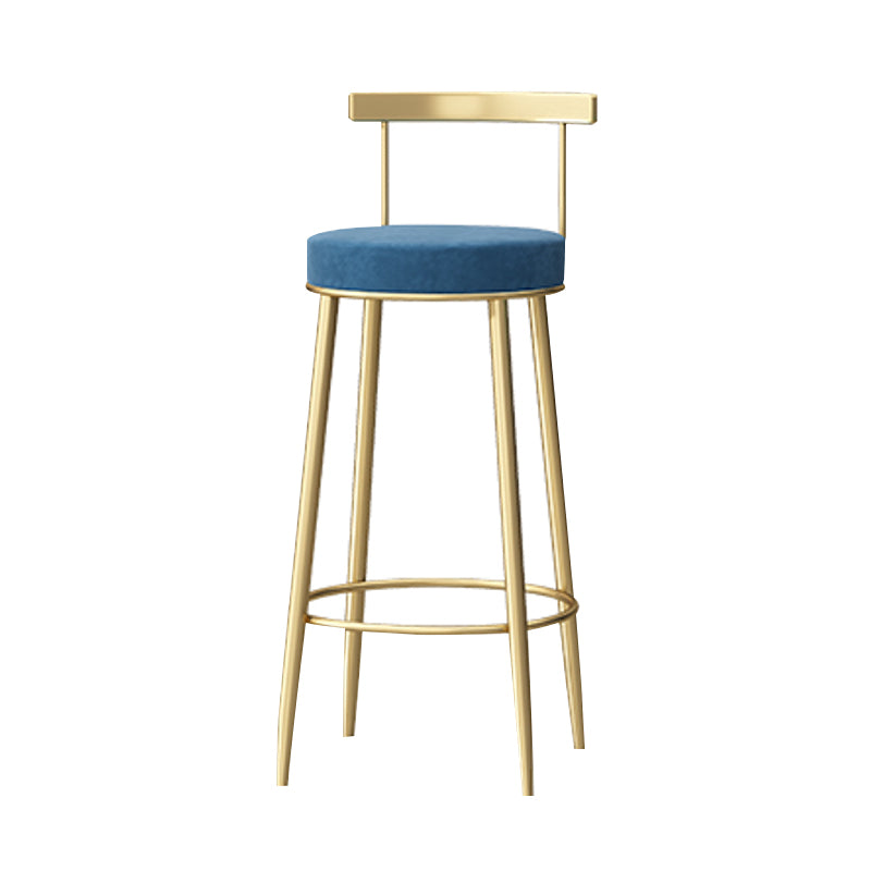 Glam Backrest Armless Counter Stool Iron Household Bar Stool with Cushion Blue 1 Piece Clearhalo 'Bar Furniture' 'Bar Stools' 'bar_stools' 'furn' 'furn_bar_stools' 'furniture_bar_stools' 'Kitchen & Dining Furniture' 'kitchen&dining_furn' 'kitchen' 'kitchen_furn' Furniture' 4184436