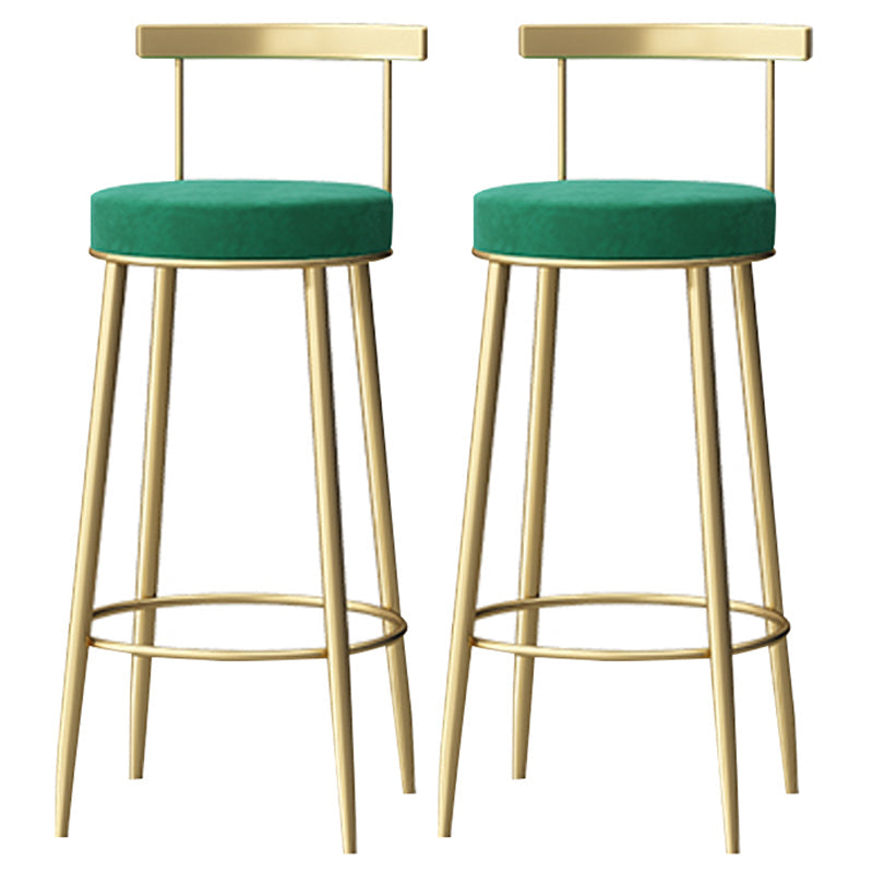 Glam Backrest Armless Counter Stool Iron Household Bar Stool with Cushion Green 2 Piece Set Clearhalo 'Bar Furniture' 'Bar Stools' 'bar_stools' 'furn' 'furn_bar_stools' 'furniture_bar_stools' 'Kitchen & Dining Furniture' 'kitchen&dining_furn' 'kitchen' 'kitchen_furn' Furniture' 4184437
