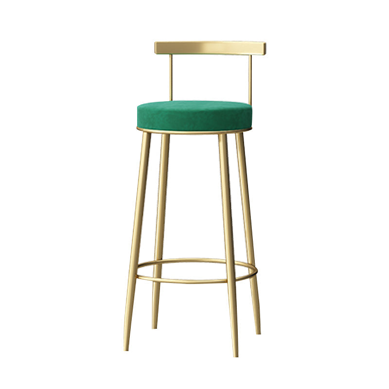 Glam Backrest Armless Counter Stool Iron Household Bar Stool with Cushion Green 1 Piece Clearhalo 'Bar Furniture' 'Bar Stools' 'bar_stools' 'furn' 'furn_bar_stools' 'furniture_bar_stools' 'Kitchen & Dining Furniture' 'kitchen&dining_furn' 'kitchen' 'kitchen_furn' Furniture' 4184438