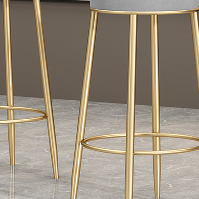 Glam Backrest Armless Counter Stool Iron Household Bar Stool with Cushion Clearhalo 'Bar Furniture' 'Bar Stools' 'bar_stools' 'furn' 'furn_bar_stools' 'furniture_bar_stools' 'Kitchen & Dining Furniture' 'kitchen&dining_furn' 'kitchen' 'kitchen_furn' Furniture' 4184439