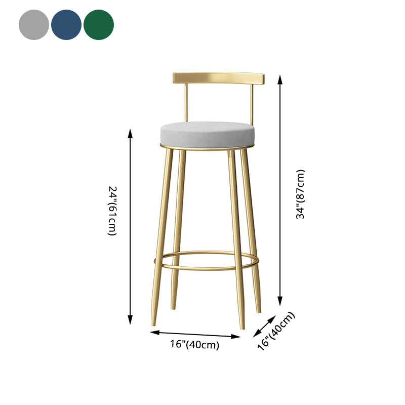 Glam Backrest Armless Counter Stool Iron Household Bar Stool with Cushion Clearhalo 'Bar Furniture' 'Bar Stools' 'bar_stools' 'furn' 'furn_bar_stools' 'furniture_bar_stools' 'Kitchen & Dining Furniture' 'kitchen&dining_furn' 'kitchen' 'kitchen_furn' Furniture' 4184442