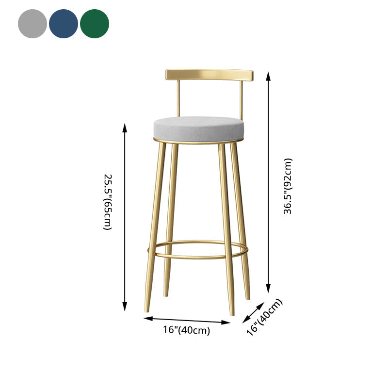 Glam Backrest Armless Counter Stool Iron Household Bar Stool with Cushion Clearhalo 'Bar Furniture' 'Bar Stools' 'bar_stools' 'furn' 'furn_bar_stools' 'furniture_bar_stools' 'Kitchen & Dining Furniture' 'kitchen&dining_furn' 'kitchen' 'kitchen_furn' Furniture' 4184443