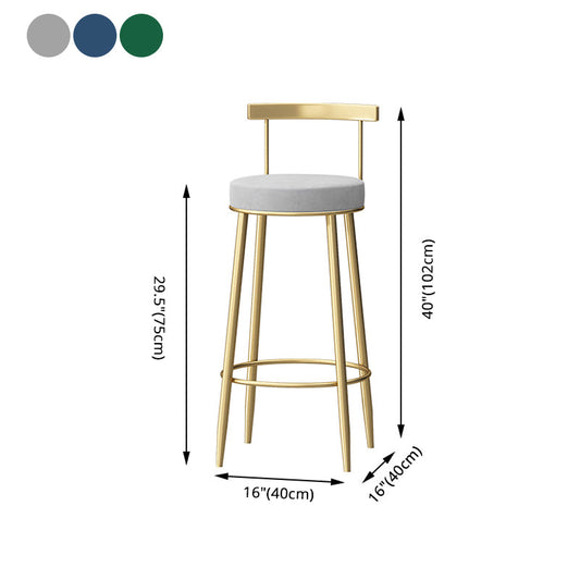 Glam Backrest Armless Counter Stool Iron Household Bar Stool with Cushion Clearhalo 'Bar Furniture' 'Bar Stools' 'bar_stools' 'furn' 'furn_bar_stools' 'furniture_bar_stools' 'Kitchen & Dining Furniture' 'kitchen&dining_furn' 'kitchen' 'kitchen_furn' Furniture' 4184445