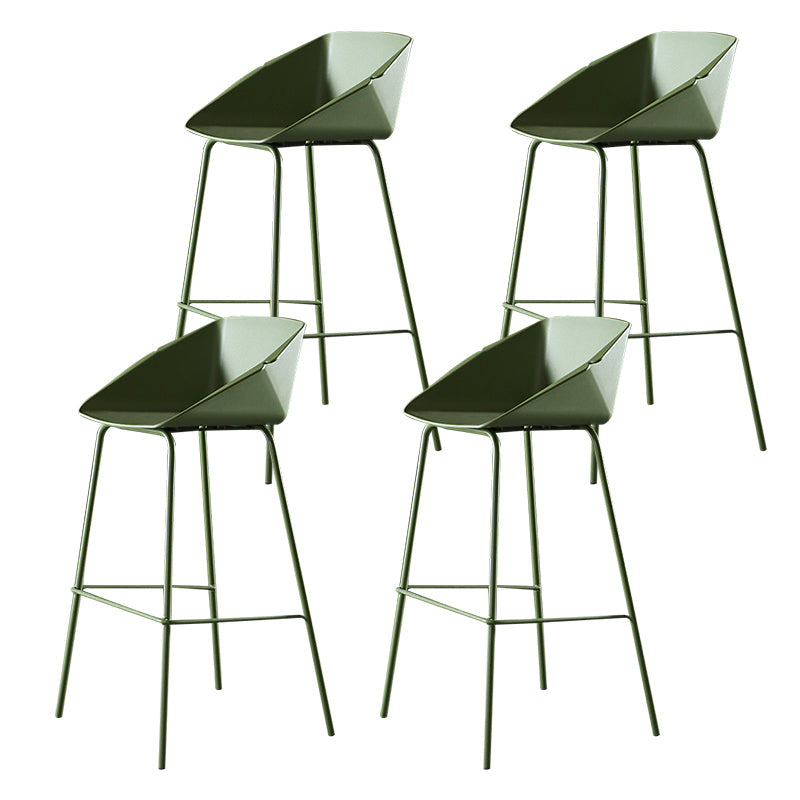 29-Inch Modern Counter Bar Stool Armless Plastic Indoor Bar Stool with Footrest Green 4 Piece Set Clearhalo 'Bar Furniture' 'Bar Stools' 'bar_stools' 'furn' 'furn_bar_stools' 'furniture_bar_stools' 'Kitchen & Dining Furniture' 'kitchen&dining_furn' 'kitchen' 'kitchen_furn' Furniture' 4184447
