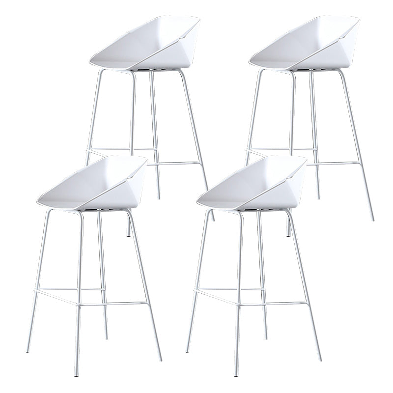 29-Inch Modern Counter Bar Stool Armless Plastic Indoor Bar Stool with Footrest White 4 Piece Set Clearhalo 'Bar Furniture' 'Bar Stools' 'bar_stools' 'furn' 'furn_bar_stools' 'furniture_bar_stools' 'Kitchen & Dining Furniture' 'kitchen&dining_furn' 'kitchen' 'kitchen_furn' Furniture' 4184448