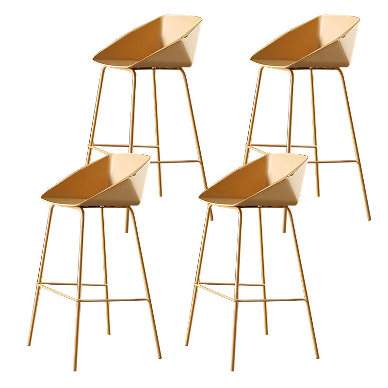 29-Inch Modern Counter Bar Stool Armless Plastic Indoor Bar Stool with Footrest Yellow 4 Piece Set Clearhalo 'Bar Furniture' 'Bar Stools' 'bar_stools' 'furn' 'furn_bar_stools' 'furniture_bar_stools' 'Kitchen & Dining Furniture' 'kitchen&dining_furn' 'kitchen' 'kitchen_furn' Furniture' 4184452