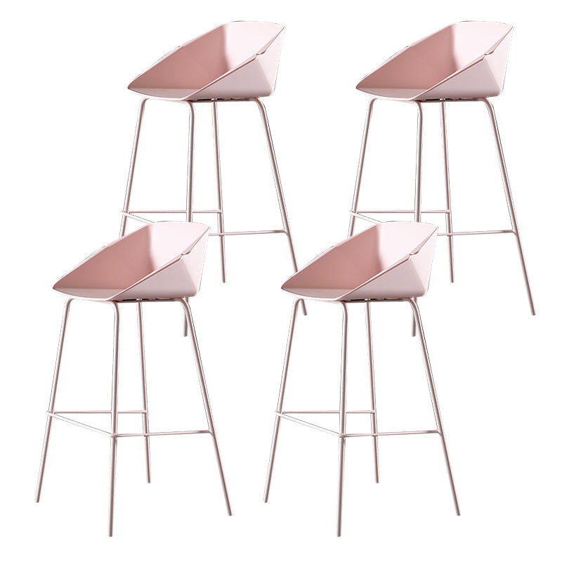 29-Inch Modern Counter Bar Stool Armless Plastic Indoor Bar Stool with Footrest Light Pink 4 Piece Set Clearhalo 'Bar Furniture' 'Bar Stools' 'bar_stools' 'furn' 'furn_bar_stools' 'furniture_bar_stools' 'Kitchen & Dining Furniture' 'kitchen&dining_furn' 'kitchen' 'kitchen_furn' Furniture' 4184454