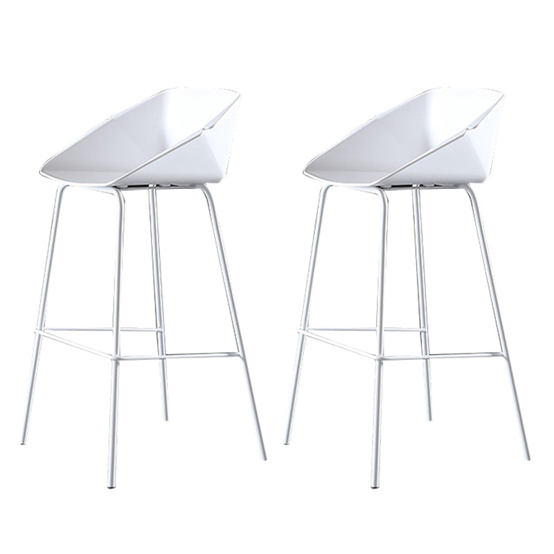 29-Inch Modern Counter Bar Stool Armless Plastic Indoor Bar Stool with Footrest White 2 Piece Set Clearhalo 'Bar Furniture' 'Bar Stools' 'bar_stools' 'furn' 'furn_bar_stools' 'furniture_bar_stools' 'Kitchen & Dining Furniture' 'kitchen&dining_furn' 'kitchen' 'kitchen_furn' Furniture' 4184463