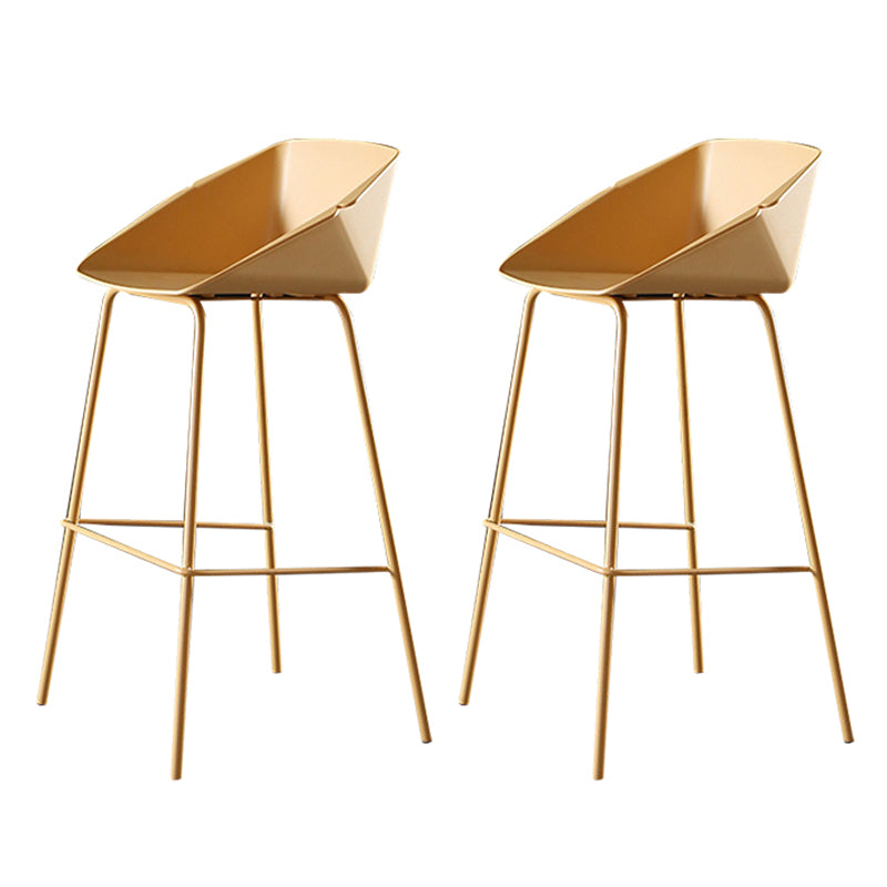 29-Inch Modern Counter Bar Stool Armless Plastic Indoor Bar Stool with Footrest Yellow 2 Piece Set Clearhalo 'Bar Furniture' 'Bar Stools' 'bar_stools' 'furn' 'furn_bar_stools' 'furniture_bar_stools' 'Kitchen & Dining Furniture' 'kitchen&dining_furn' 'kitchen' 'kitchen_furn' Furniture' 4184467