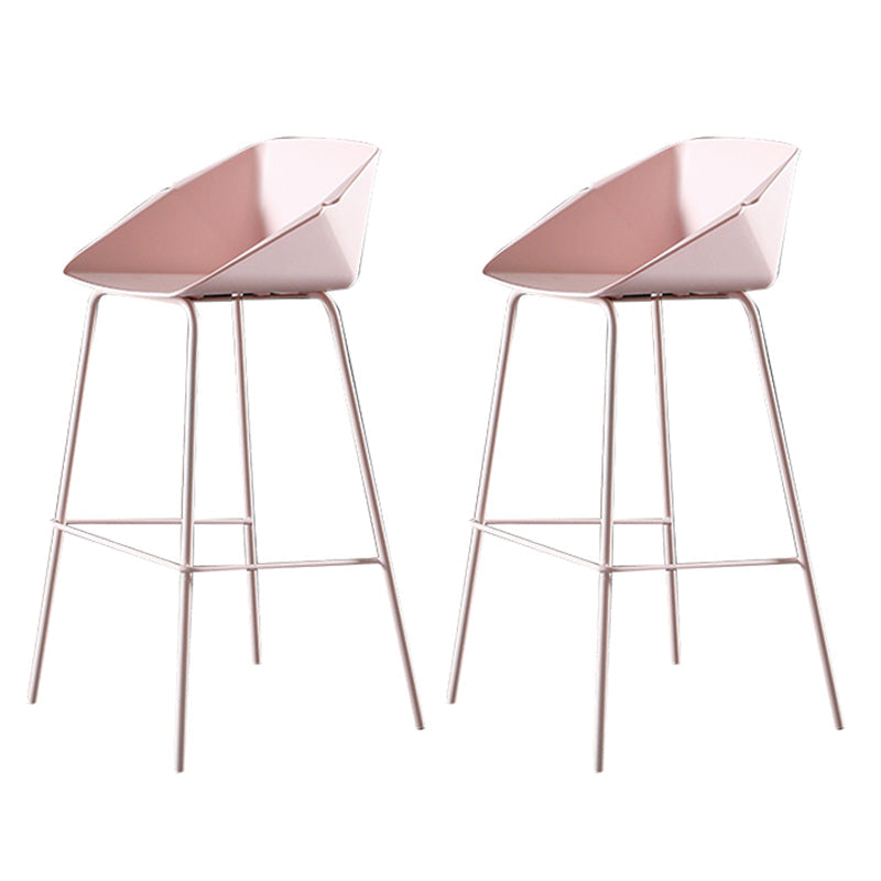 29-Inch Modern Counter Bar Stool Armless Plastic Indoor Bar Stool with Footrest Light Pink 2 Piece Set Clearhalo 'Bar Furniture' 'Bar Stools' 'bar_stools' 'furn' 'furn_bar_stools' 'furniture_bar_stools' 'Kitchen & Dining Furniture' 'kitchen&dining_furn' 'kitchen' 'kitchen_furn' Furniture' 4184468