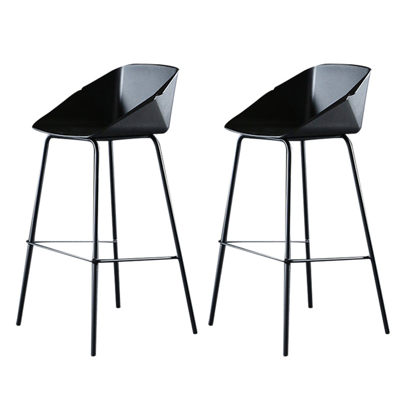 29-Inch Modern Counter Bar Stool Armless Plastic Indoor Bar Stool with Footrest Black 2 Piece Set Clearhalo 'Bar Furniture' 'Bar Stools' 'bar_stools' 'furn' 'furn_bar_stools' 'furniture_bar_stools' 'Kitchen & Dining Furniture' 'kitchen&dining_furn' 'kitchen' 'kitchen_furn' Furniture' 4184470