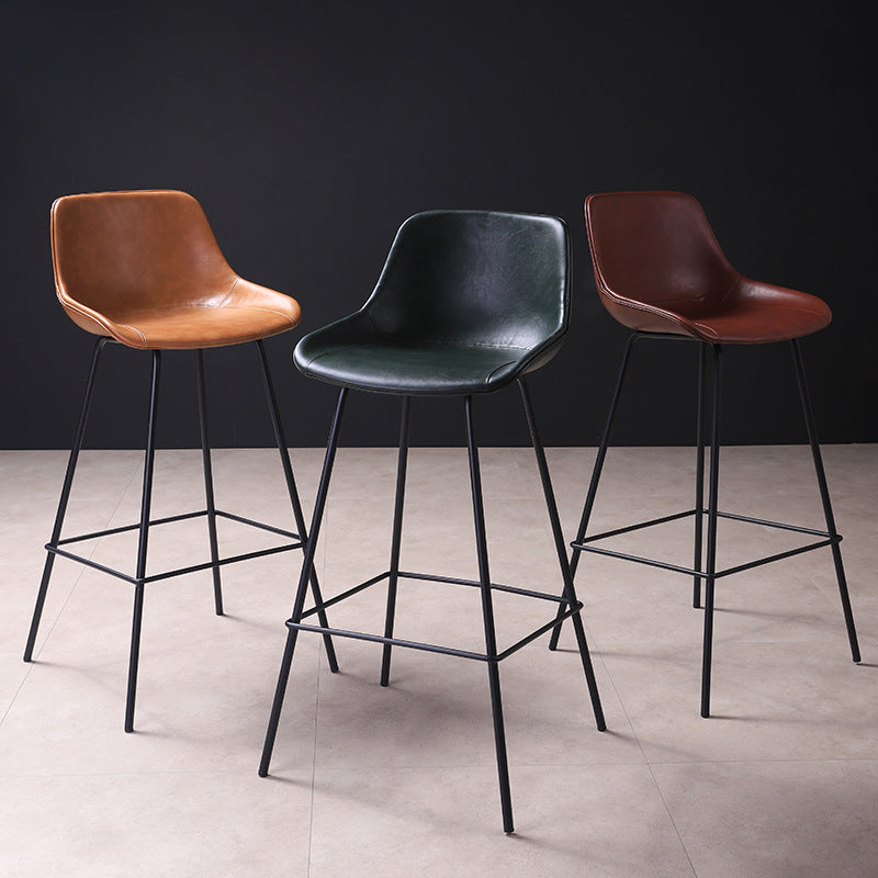 Modern Counter Bar Stool Armless Leather Indoor Bar Stool with Footrest Metal Base Clearhalo 'Bar Furniture' 'Bar Stools' 'bar_stools' 'furn' 'furn_bar_stools' 'furniture_bar_stools' 'Kitchen & Dining Furniture' 'kitchen&dining_furn' 'kitchen' 'kitchen_furn' Furniture' 4184472