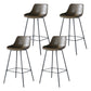 Modern Counter Bar Stool Armless Leather Indoor Bar Stool with Footrest Metal Base Dark Khaki 4 Piece Set Clearhalo 'Bar Furniture' 'Bar Stools' 'bar_stools' 'furn' 'furn_bar_stools' 'furniture_bar_stools' 'Kitchen & Dining Furniture' 'kitchen&dining_furn' 'kitchen' 'kitchen_furn' Furniture' 4184477