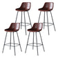 Modern Counter Bar Stool Armless Leather Indoor Bar Stool with Footrest Metal Base Burgundy 4 Piece Set Clearhalo 'Bar Furniture' 'Bar Stools' 'bar_stools' 'furn' 'furn_bar_stools' 'furniture_bar_stools' 'Kitchen & Dining Furniture' 'kitchen&dining_furn' 'kitchen' 'kitchen_furn' Furniture' 4184479