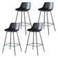 Modern Counter Bar Stool Armless Leather Indoor Bar Stool with Footrest Metal Base Dark Gray-Black 4 Piece Set Clearhalo 'Bar Furniture' 'Bar Stools' 'bar_stools' 'furn' 'furn_bar_stools' 'furniture_bar_stools' 'Kitchen & Dining Furniture' 'kitchen&dining_furn' 'kitchen' 'kitchen_furn' Furniture' 4184480