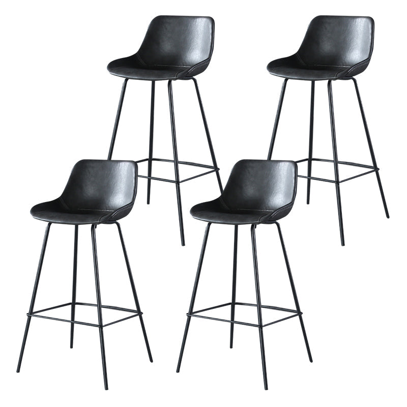 Modern Counter Bar Stool Armless Leather Indoor Bar Stool with Footrest Metal Base Dark Gray-Black 4 Piece Set Clearhalo 'Bar Furniture' 'Bar Stools' 'bar_stools' 'furn' 'furn_bar_stools' 'furniture_bar_stools' 'Kitchen & Dining Furniture' 'kitchen&dining_furn' 'kitchen' 'kitchen_furn' Furniture' 4184480