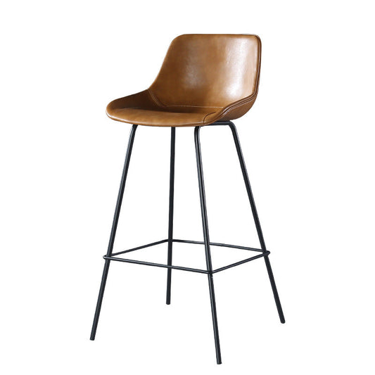 Modern Counter Bar Stool Armless Leather Indoor Bar Stool with Footrest Metal Base Clearhalo 'Bar Furniture' 'Bar Stools' 'bar_stools' 'furn' 'furn_bar_stools' 'furniture_bar_stools' 'Kitchen & Dining Furniture' 'kitchen&dining_furn' 'kitchen' 'kitchen_furn' Furniture' 4184481