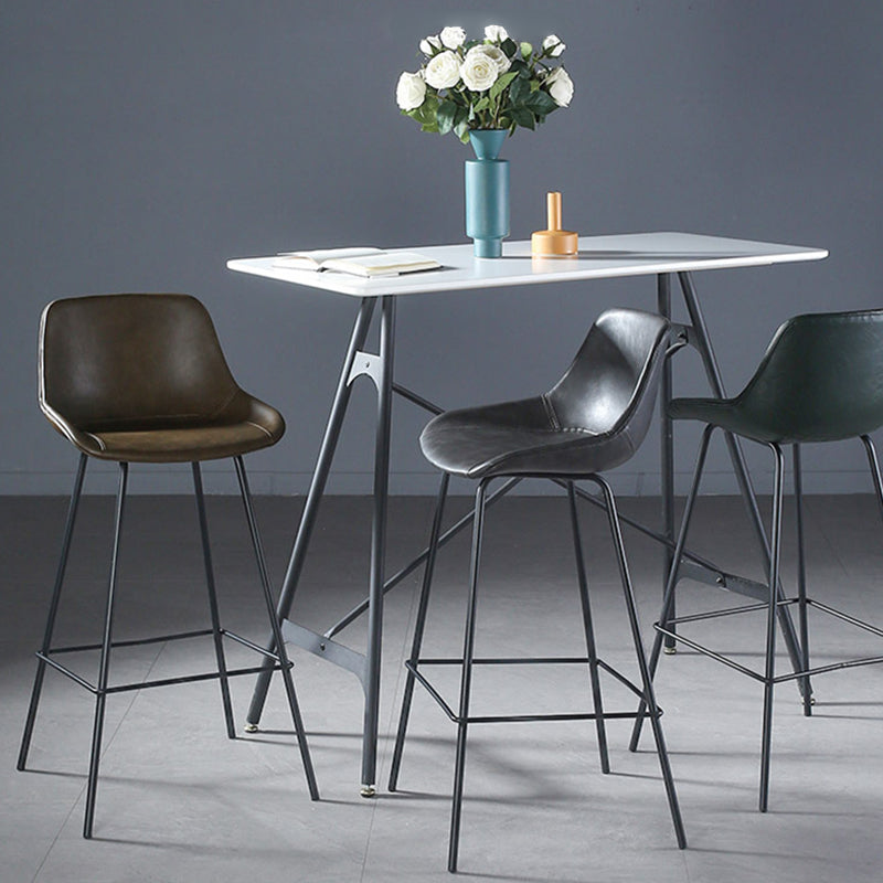 Modern Counter Bar Stool Armless Leather Indoor Bar Stool with Footrest Metal Base Clearhalo 'Bar Furniture' 'Bar Stools' 'bar_stools' 'furn' 'furn_bar_stools' 'furniture_bar_stools' 'Kitchen & Dining Furniture' 'kitchen&dining_furn' 'kitchen' 'kitchen_furn' Furniture' 4184485