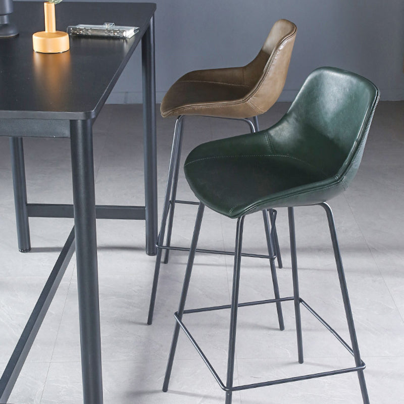Modern Counter Bar Stool Armless Leather Indoor Bar Stool with Footrest Metal Base Clearhalo 'Bar Furniture' 'Bar Stools' 'bar_stools' 'furn' 'furn_bar_stools' 'furniture_bar_stools' 'Kitchen & Dining Furniture' 'kitchen&dining_furn' 'kitchen' 'kitchen_furn' Furniture' 4184486
