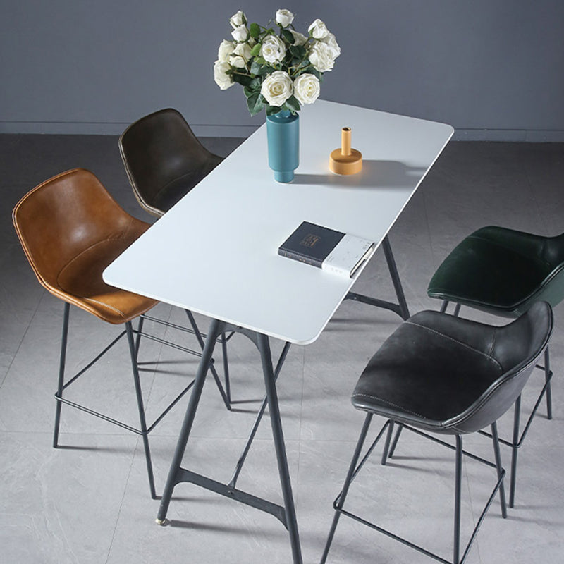 Modern Counter Bar Stool Armless Leather Indoor Bar Stool with Footrest Metal Base Clearhalo 'Bar Furniture' 'Bar Stools' 'bar_stools' 'furn' 'furn_bar_stools' 'furniture_bar_stools' 'Kitchen & Dining Furniture' 'kitchen&dining_furn' 'kitchen' 'kitchen_furn' Furniture' 4184487