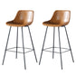 Modern Counter Bar Stool Armless Leather Indoor Bar Stool with Footrest Metal Base Brown 2 Piece Set Clearhalo 'Bar Furniture' 'Bar Stools' 'bar_stools' 'furn' 'furn_bar_stools' 'furniture_bar_stools' 'Kitchen & Dining Furniture' 'kitchen&dining_furn' 'kitchen' 'kitchen_furn' Furniture' 4184488