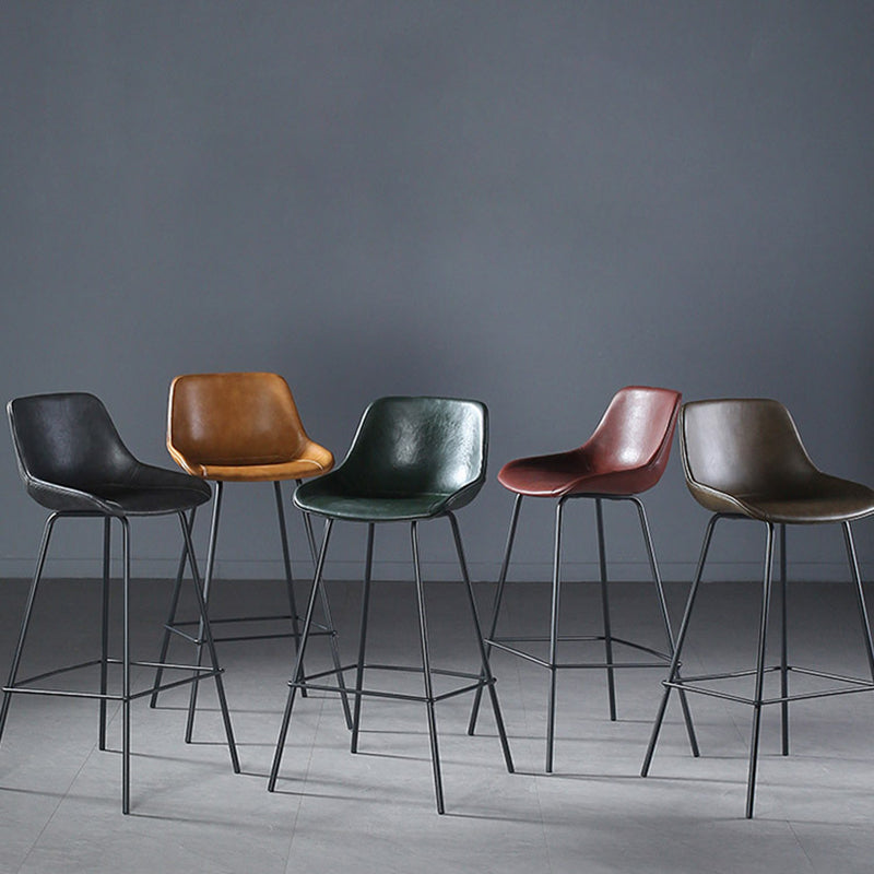 Modern Counter Bar Stool Armless Leather Indoor Bar Stool with Footrest Metal Base Clearhalo 'Bar Furniture' 'Bar Stools' 'bar_stools' 'furn' 'furn_bar_stools' 'furniture_bar_stools' 'Kitchen & Dining Furniture' 'kitchen&dining_furn' 'kitchen' 'kitchen_furn' Furniture' 4184489