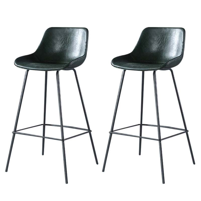 Modern Counter Bar Stool Armless Leather Indoor Bar Stool with Footrest Metal Base Blackish Green 2 Piece Set Clearhalo 'Bar Furniture' 'Bar Stools' 'bar_stools' 'furn' 'furn_bar_stools' 'furniture_bar_stools' 'Kitchen & Dining Furniture' 'kitchen&dining_furn' 'kitchen' 'kitchen_furn' Furniture' 4184490