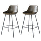 Modern Counter Bar Stool Armless Leather Indoor Bar Stool with Footrest Metal Base Dark Khaki 2 Piece Set Clearhalo 'Bar Furniture' 'Bar Stools' 'bar_stools' 'furn' 'furn_bar_stools' 'furniture_bar_stools' 'Kitchen & Dining Furniture' 'kitchen&dining_furn' 'kitchen' 'kitchen_furn' Furniture' 4184491