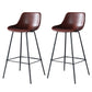 Modern Counter Bar Stool Armless Leather Indoor Bar Stool with Footrest Metal Base Burgundy 2 Piece Set Clearhalo 'Bar Furniture' 'Bar Stools' 'bar_stools' 'furn' 'furn_bar_stools' 'furniture_bar_stools' 'Kitchen & Dining Furniture' 'kitchen&dining_furn' 'kitchen' 'kitchen_furn' Furniture' 4184492